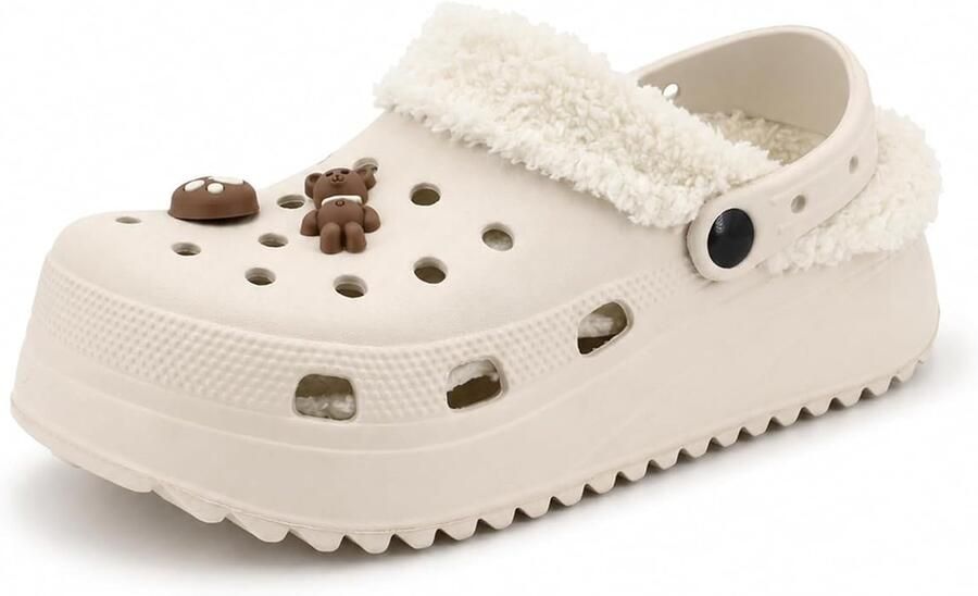JOMIX Dames Clogs met Pluche Voering en Antislipzool Warme Pantoffels voor Herfst en Winter
