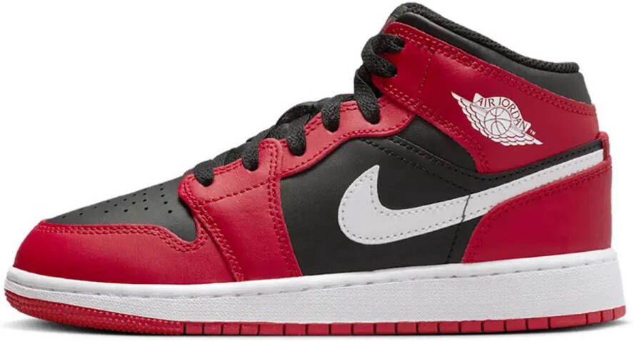 Nike Jordan Air Jordan 1 MID Sneakers Kids Zwart Wit Rood Doos zonder deksel