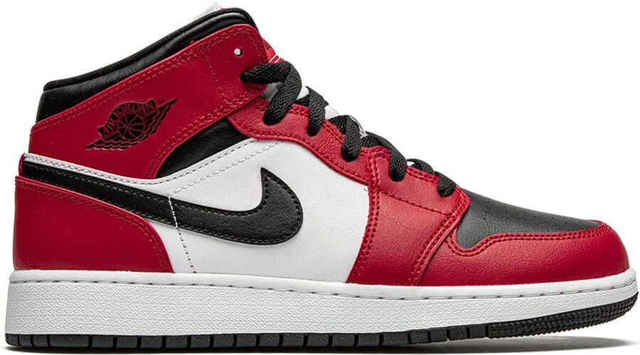 Jordan 1 Mid Zwart Gym Red Zwart Rood Air 1 Lifestyle Kinder Sneakers voor en