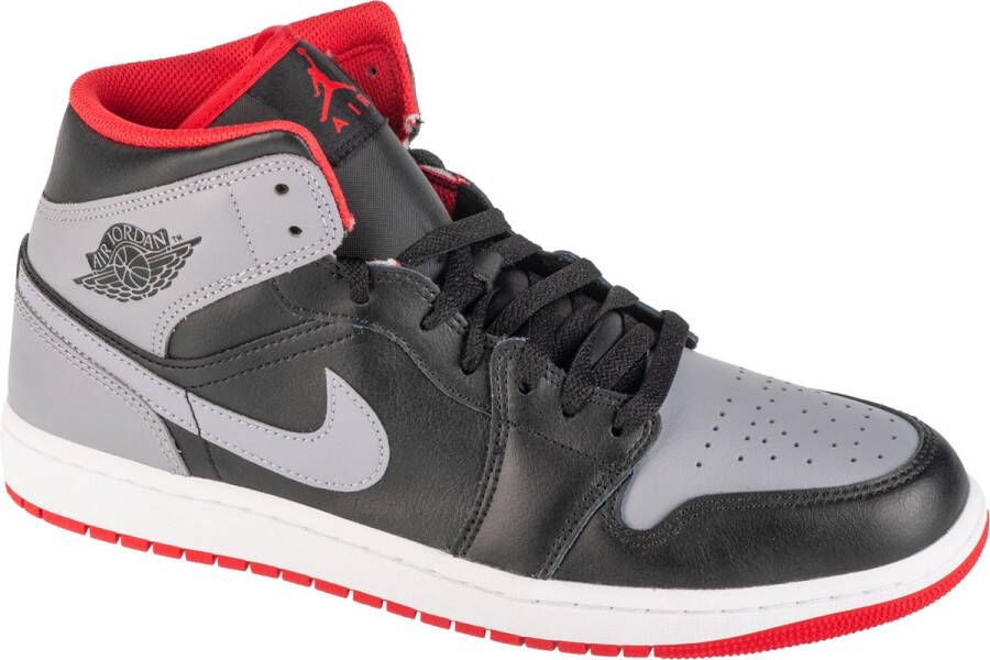 Jordan Air 1 Mid Black Fire Red White Cement Grey- Heren Black Fire Red White Cement Grey