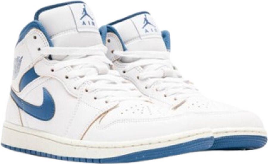 Jordan Air 1 Mid SE Heren Sneakers Schoenen Leer Wit-Blauw FN5215