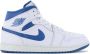Jordan Air 1 Mid SE Heren Sneakers Schoenen Leer Wit-Blauw FN5215 - Thumbnail 4