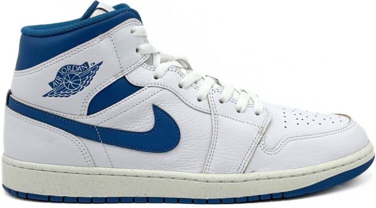 Jordan Air 1 Mid SE Heren Sneakers Schoenen Leer Wit-Blauw FN5215