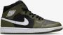 Jordan Air 1 Mid Black Medium Olive Sail White- Black Medium Olive Sail White - Thumbnail 4