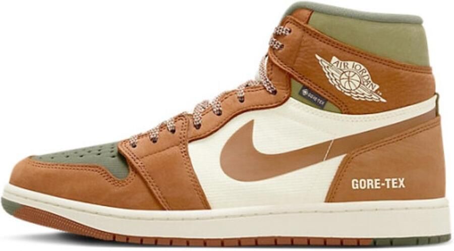 Jordan Air 1 Ele t GORE-TEX Medium Olive University Red Legend Coffee- Medium Olive University Red Legend Coffee