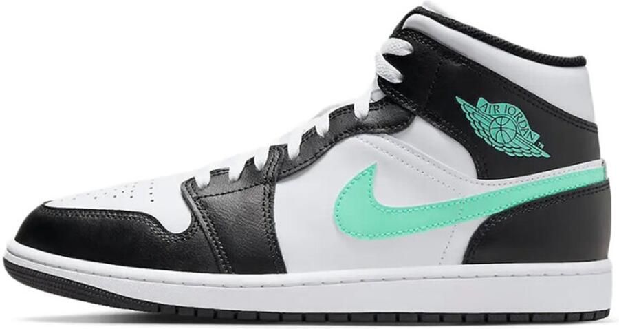 Jordan 1 Nike Air Mid Green Glow Sneakers Mannen Wit Zwart Green Glow Doos zonder deksel - Foto 2