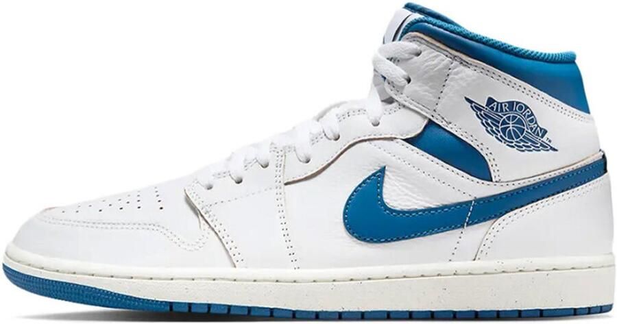 Jordan Air 1 Mid SE Heren Sneakers Schoenen Leer Wit-Blauw FN5215 - Foto 3
