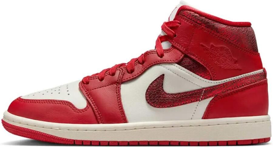 Air Jordan 1 Mid SE Red Cracked Leather (W)