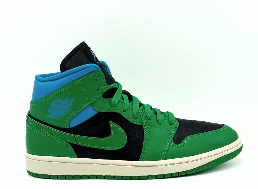 Nike Air Jordan 1 Mid Sneakers Unisex Zwart Aquatone Sail Lucky Green - Foto 2