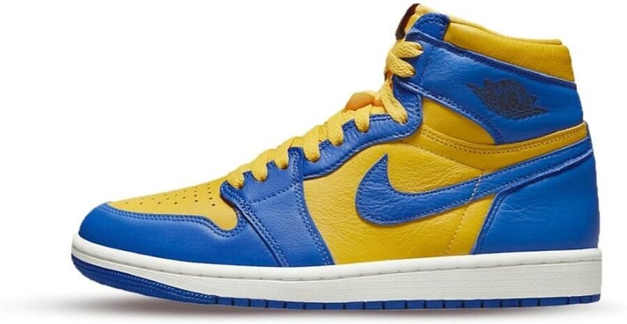 Nike Air Jordan 1 Mid Game Royal and Varsity Maize BLAUW GEEL Schoenen