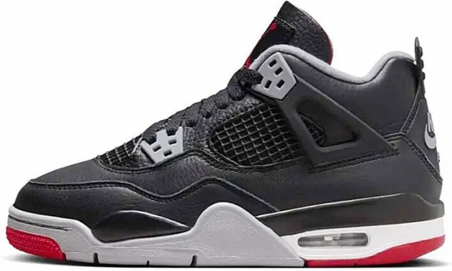 Air Jordan 4 Bred Reimagined (GS) FQ8213-006 zwart- rood grijs sneakers hoog kindersneakers unisex