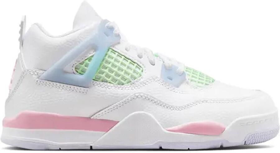 Air Jordan 4 Retro (PS) Sneakers White Medium Soft Pink-Half Blue Wit Roze Blauw 4 Lifestyle Kinder Sneakers voor en