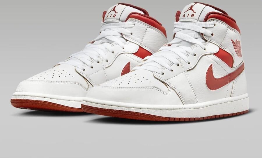 Jordan Air 1 Mid Heren White Dune Red Sail Lobster- Heren White Dune Red Sail Lobster - Foto 3