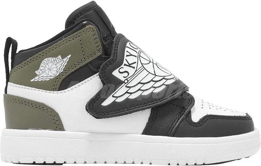 Air Jordan Sky Black White Medium Olive (PS) BQ7197-092 zwart olijfgroen wit klittenband kinderschoenen unisex - Foto 2