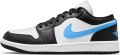 Jordan 1 LOW BLACK UNIVERSITY BLUE WHITE - Zwart