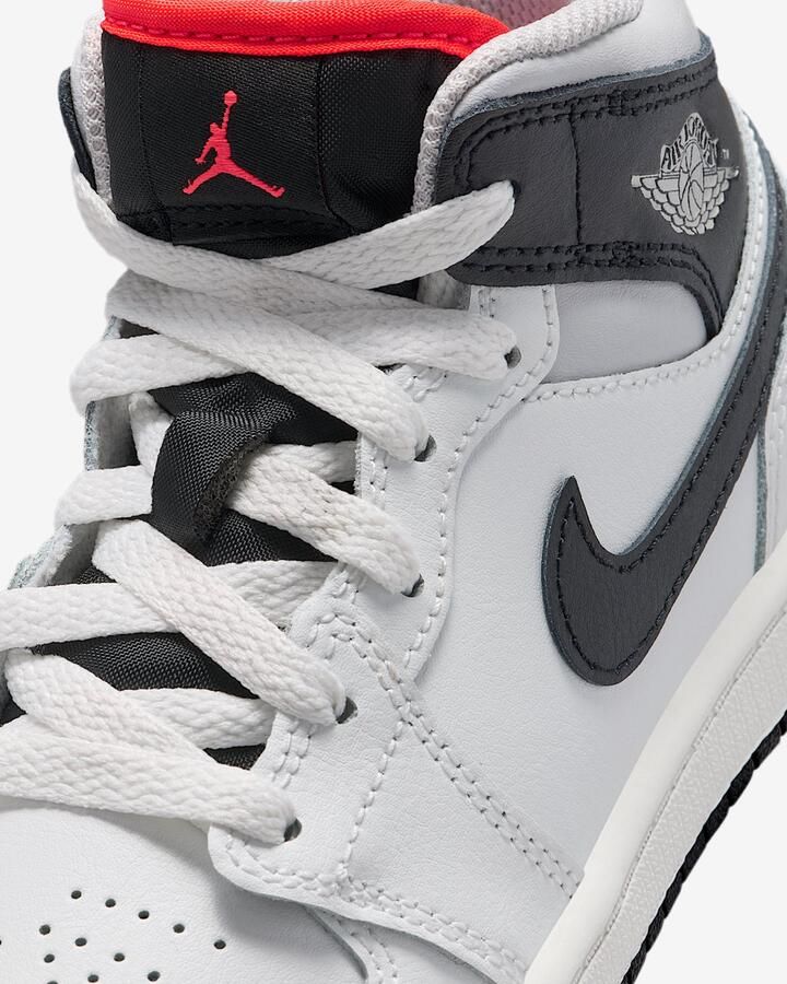 Jordan 1 Mid (PS) Sneakers Summit White Black-Infrared 23 Wit Zwart Rood Air 1 Lifestyle Kinder Sneakers voor en