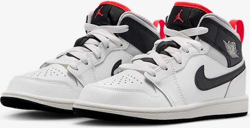 Jordan 1 Mid (PS) Sneakers Summit White Black-Infrared 23 Wit Zwart Rood Air 1 Lifestyle Kinder Sneakers voor en
