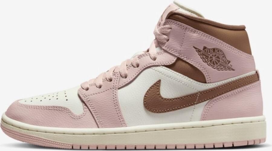Jordan Air 1 Mid Dames Pink Oxford Sail Archaeo Brown- Dames Pink Oxford Sail Archaeo Brown