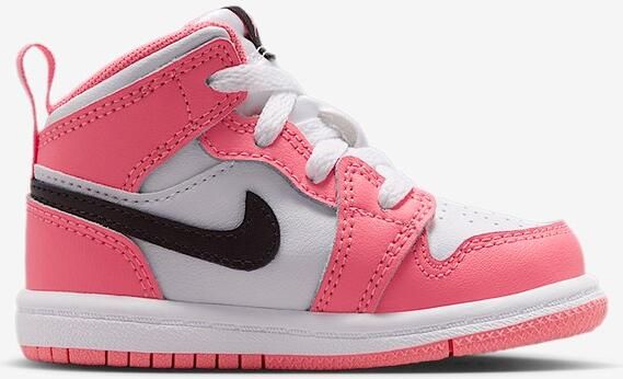 Jordan 1 Mid Pink Gaze Wit Zwart Roze Wit Air 1 Lifestyle Kinder Sneakers voor en Doos zonder deksel - Foto 4