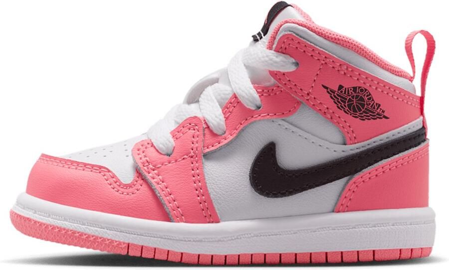 Jordan 1 Mid Pink Gaze Wit Zwart Roze Wit Air 1 Lifestyle Kinder Sneakers voor en Doos zonder deksel - Foto 2