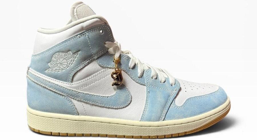 Nike Air Jordan 1 MID SE Denim Wit Beige Sneakers Dames - Foto 4