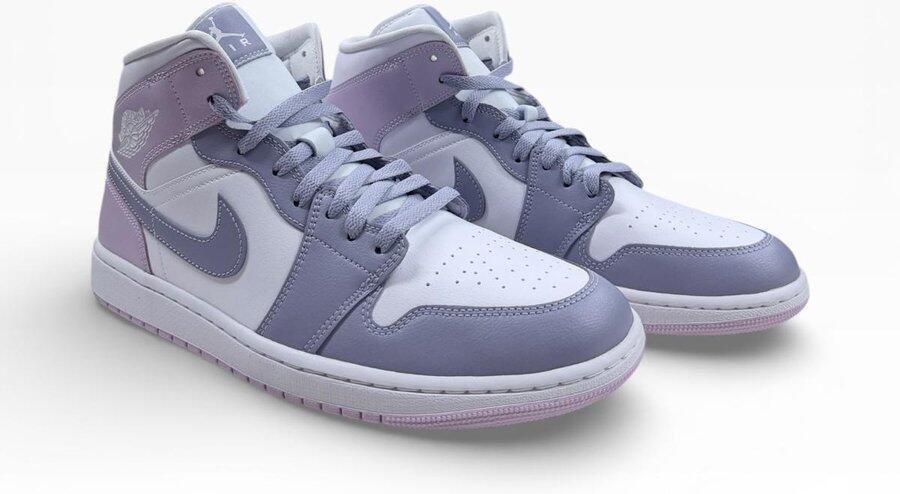 Jordan Nike Air 1 Mid Sneakers Dames Indigo Haze Doll White Leer