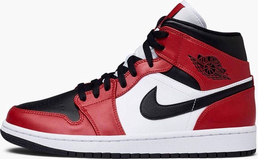 Jordan Nike Air 1 Mid Black Black-Gym Red Chicago black toe 554724