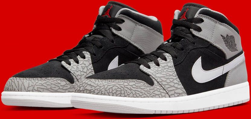 Jordan Air 1 Mid Se(Gs ) Black University Red White Lt Smoke Grey Schoenmaat 36+ Shoes grade school DM6216 016 - Foto 3