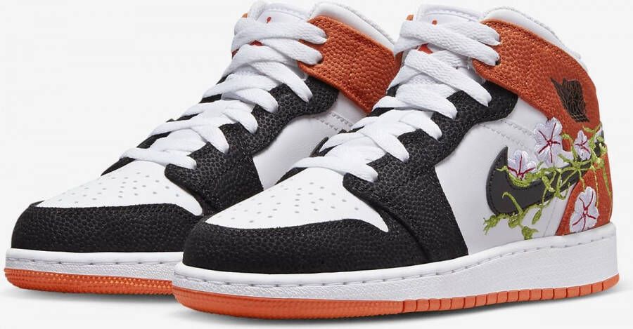 Nike Sneakers Air Jordan 1 Mid Special Edition Black Orange Floral
