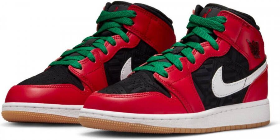 Nike Air Jordan 1 Mid SE 45.5 Zwart Wit Malachite Fire Red - Foto 2