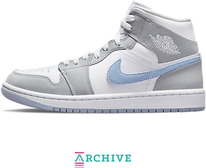 Jordan Nike Air 1 Mid White Aluminum-Wolf Grey BQ6472