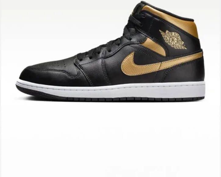 Jordan Nike Air 1 Mid Zwart Goud Sneakers Unisex Doos Zonder Deksel