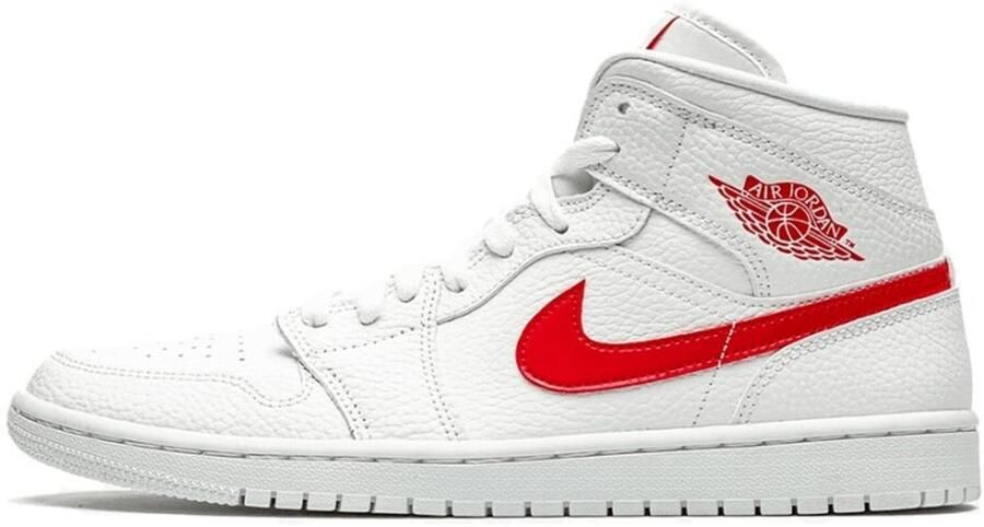 Air Jordan 1 Mid Wit University Red Wit Rood 1 Lifestyle Dames Sneakers voor Vrouwen