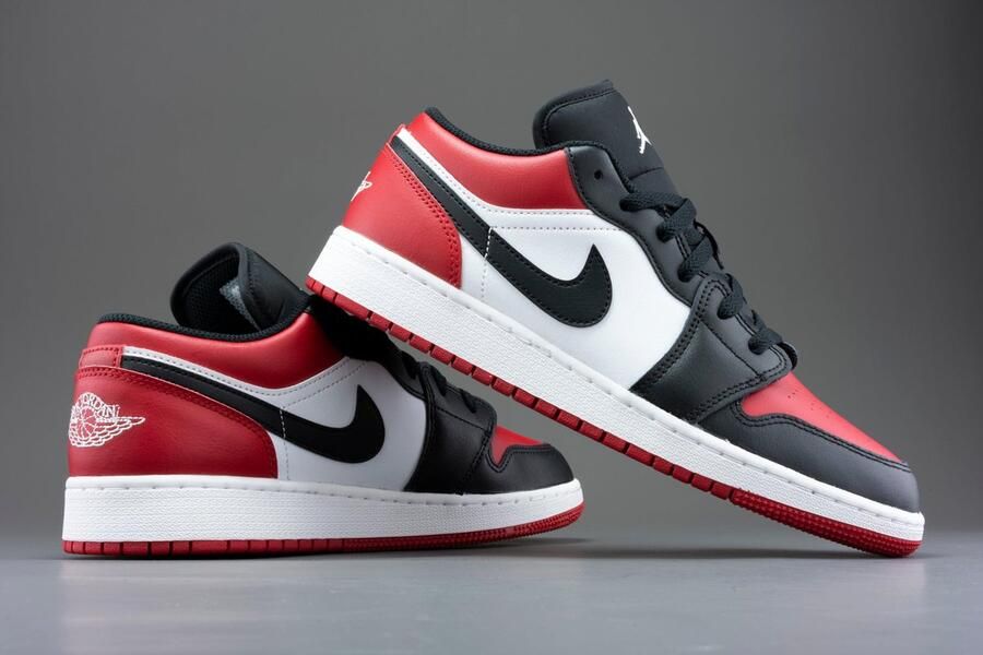 Nike Air Jordan 1 Low Gs ''Bred Toe'' 553560-612 BRED Zwart Rood Schoenen - Foto 3