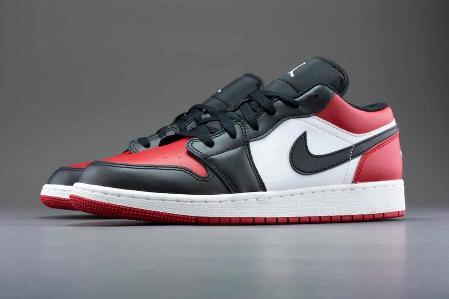Nike Air Jordan 1 Low Gs ''Bred Toe'' 553560-612 BRED Zwart Rood Schoenen - Foto 5