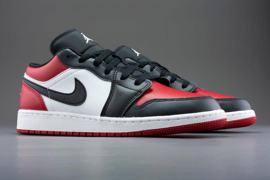 Nike Air Jordan 1 Low Gs ''Bred Toe'' 553560-612 BRED Zwart Rood Schoenen - Foto 6