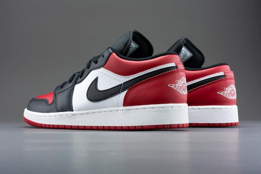 Nike Air Jordan 1 Low Gs ''Bred Toe'' 553560-612 BRED Zwart Rood Schoenen - Foto 7