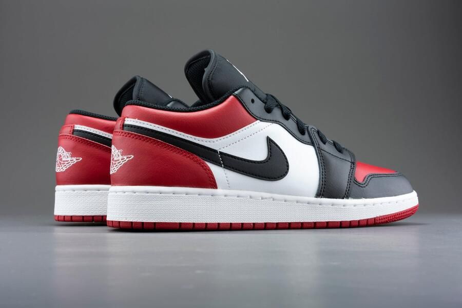 Nike Air Jordan 1 Low Gs ''Bred Toe'' 553560-612 BRED Zwart Rood Schoenen - Foto 8