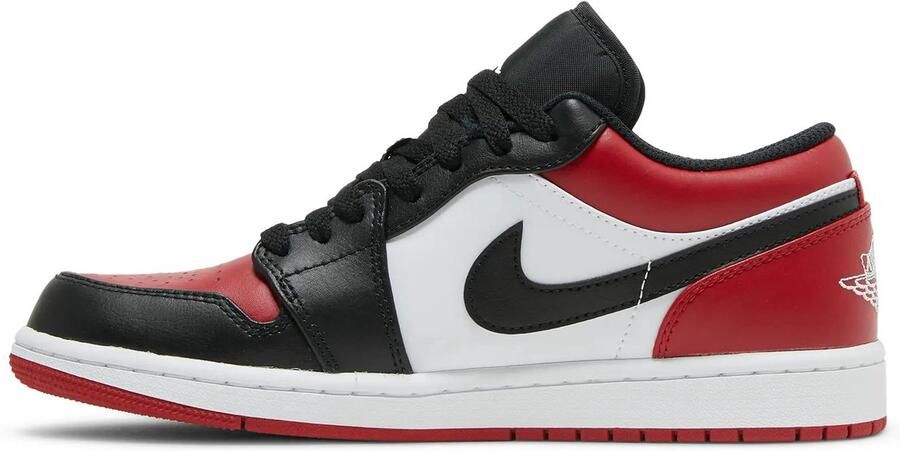 Nike Air Jordan 1 Low Sneaker Heren Wit Rood Zwart Doos Zonder Deksel - Foto 12