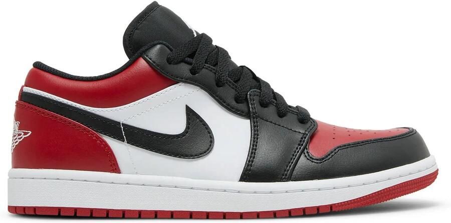 Nike Air Jordan 1 Low Sneaker Heren Wit Rood Zwart Doos Zonder Deksel - Foto 13