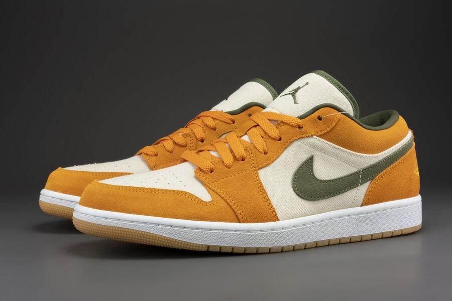 Nike Air Jordan 1 Low ''Medium Curry Orange Olive'' DH6931-102 oranje beige sneakers laag unisex - Foto 4