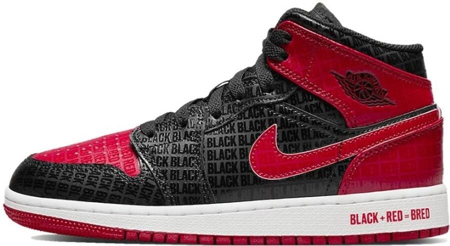 Nike Air Jordan 1 Mid Bred Text (GS) Sneakers Unisex - Foto 2
