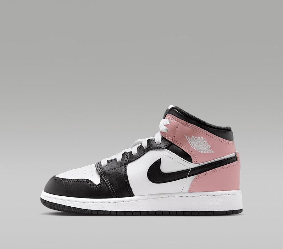 Nike Air Jordan 1 Mid GS Black Rust Pink Sneakers Unisex Zwart Wit Roze