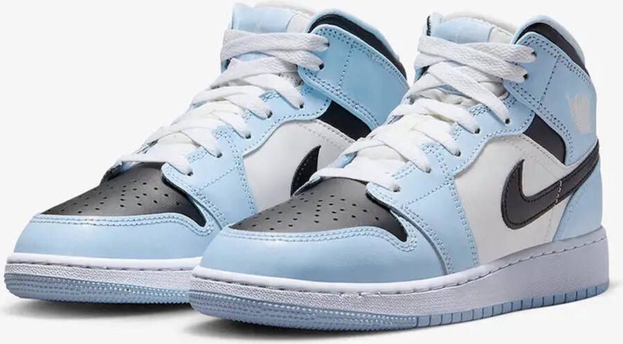 Nike Air Jordan 1 Mid (GS) Ice Blue Black-Sail-White 555112 - Foto 4