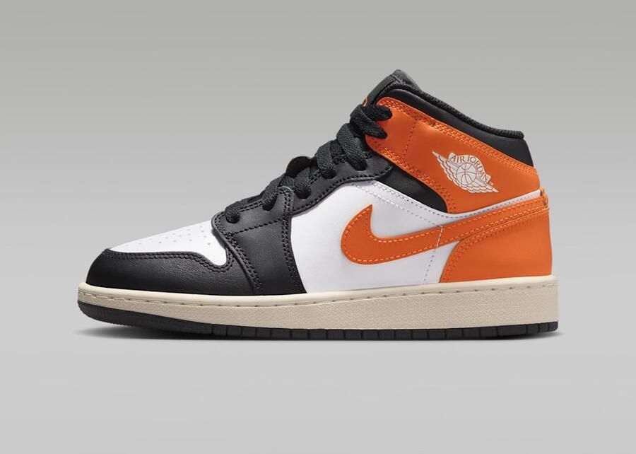 Nike Air Jordan 1 Mid Kinder Sneaker Zwart Wit Oranje - Foto 2