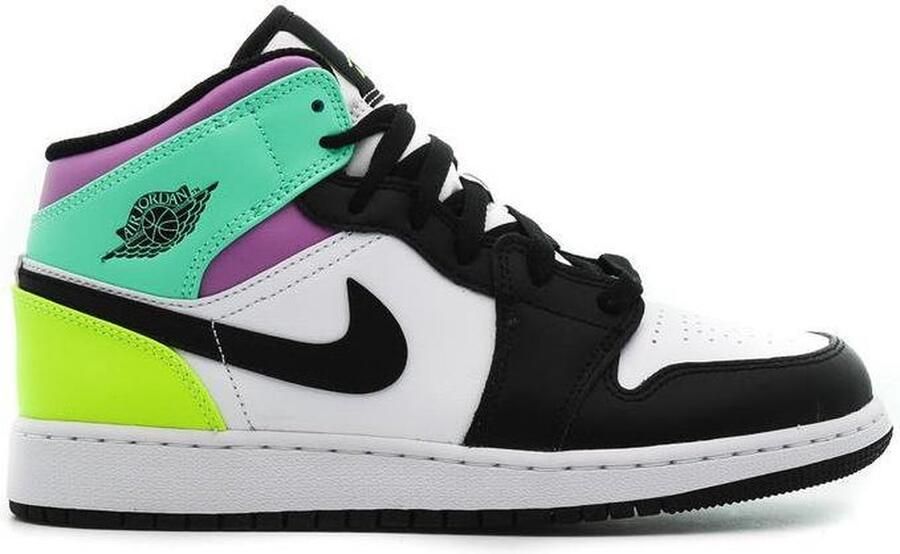 Jordan Nike Air 1 Mid(GS ) White Black Volt Green Glow 554725 175 EUR