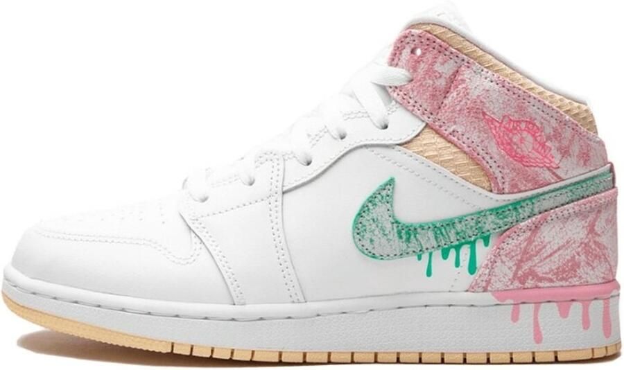 Nike Air Jordan 1 Mid (GS) White Green Glow-Artic Punch DD1666