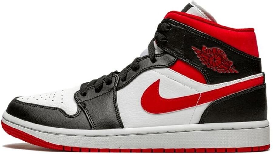Nike Air Jordan 1 Mid Sneaker Wit Zwart Rood Doos zonder Deksel Limited edition