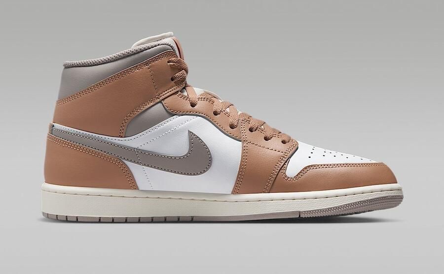 Nike Air Jordan 1 Mid Hemp Grey Fire Red Sneakers Doos Zonder Deksel - Foto 2