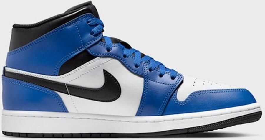 Nike Air Jordan 1 Mid Heren Sneaker Blauw Wit Zwart LET OP! Doos Zonder Deksel - Foto 2